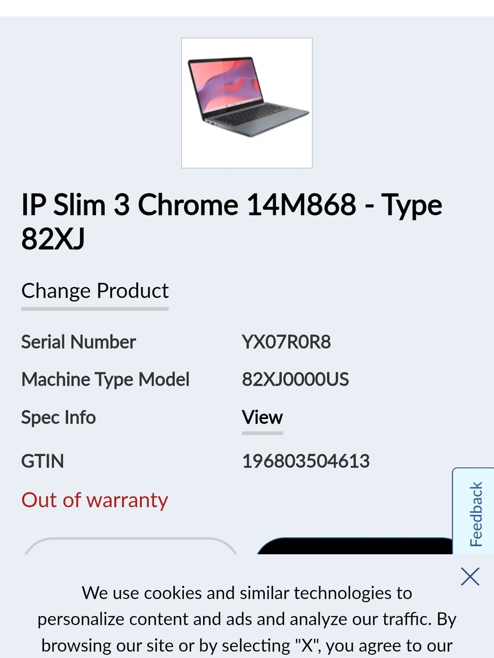 Lenovo IP Slim 3 Chrome 14" Laptop - Gray